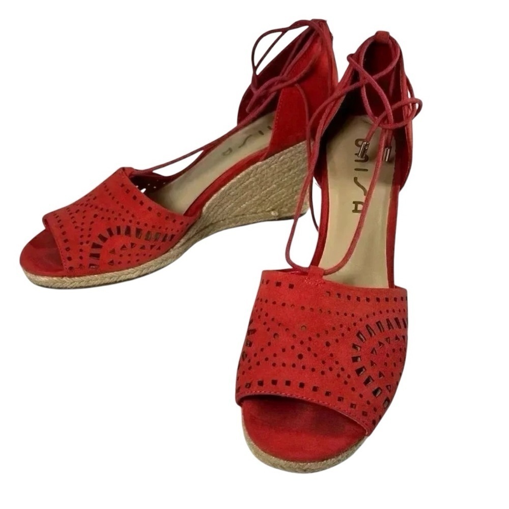 2/$30 UNISA Bionco-T Size 10M Suede Laser Cut Rope Ankle Wrap Jute Espadrilles